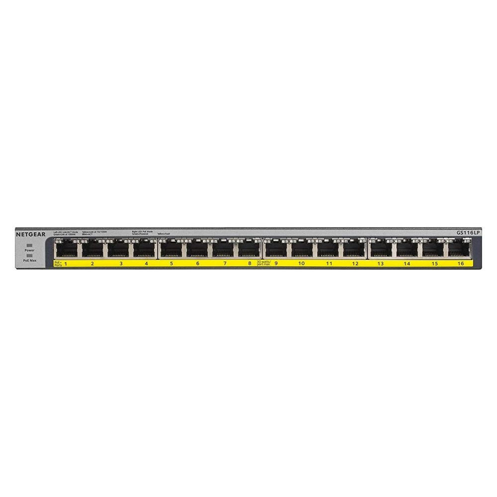 NETGEAR 16-Port Gigabit Ethernet POE Unmanaged Switch (GS116LP-100EUS)