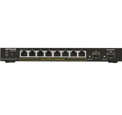 NETGEAR 8-Port Gigabit Ethernet POE+ Smart Managed Pro Switch (GS310TP-100EUS)