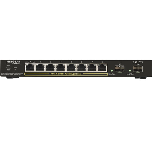NETGEAR 8-Port Gigabit Ethernet POE+ Smart Managed Pro Switch (GS310TP-100EUS)
