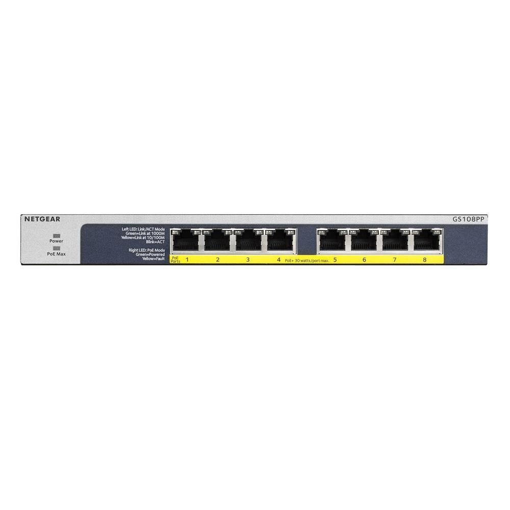 NETGEAR 8-Port Gigabit Ethernet POE Unmanaged Switch (GS108PP-100EUS)
